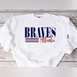 Braves Striped Crewneck- white